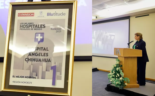 Maru Campos entrega reconocimiento al Hospital Los Ángeles de Chihuahua