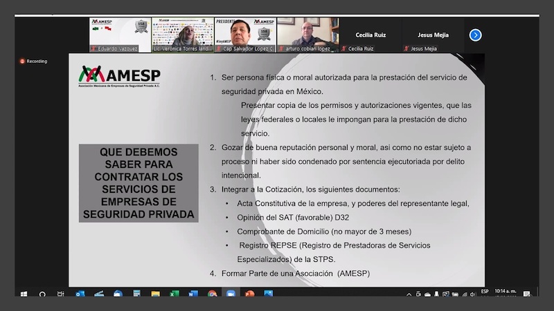 Impulsa AMESP regularización y profesionalización de las empresas de seguridad privada en todo el país