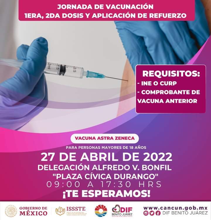 Jornadas de vacunación de COVID-19 esta semana en Cancún