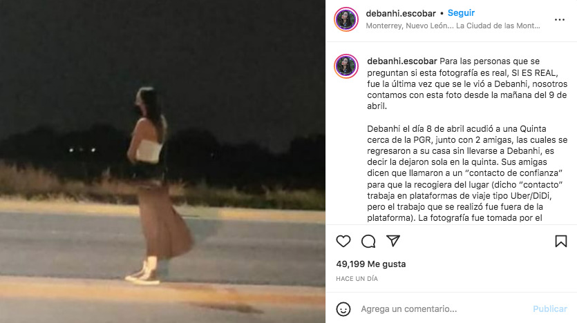 Buscan a Debanhi Escobar, una joven desaparecida en Escobedo