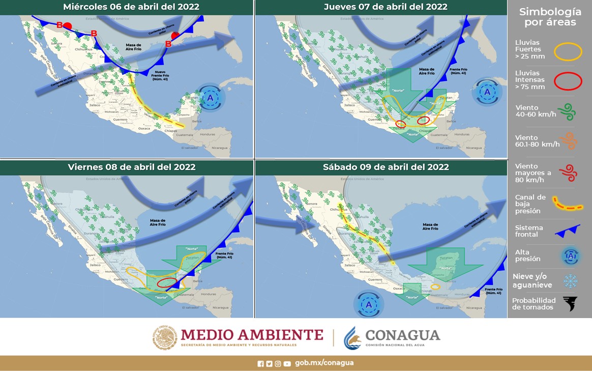 Frente Frío 41 dará tregua a la Península de Yucatán ante las elevadas temporadas
