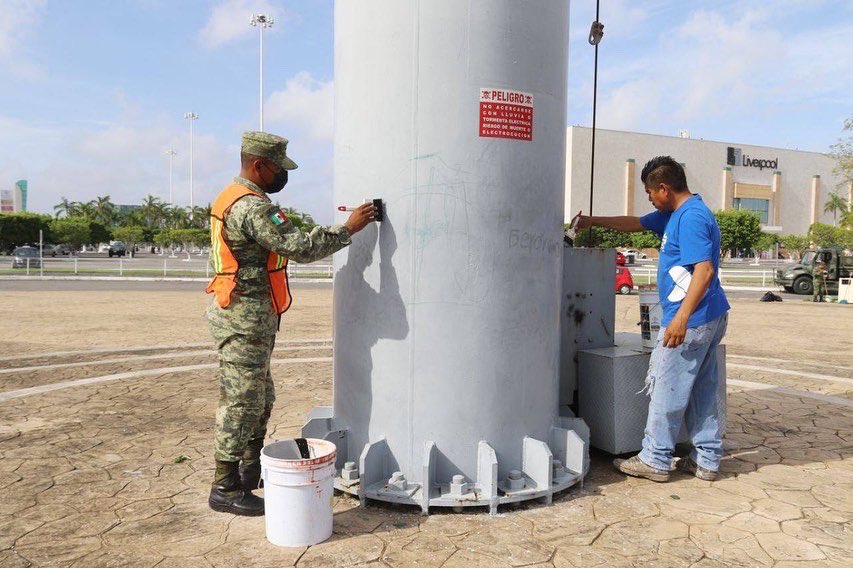 Ayuntamiento de Mérida y la Sedena trabajan juntos en la limpieza y mantenimiento de la ciudad