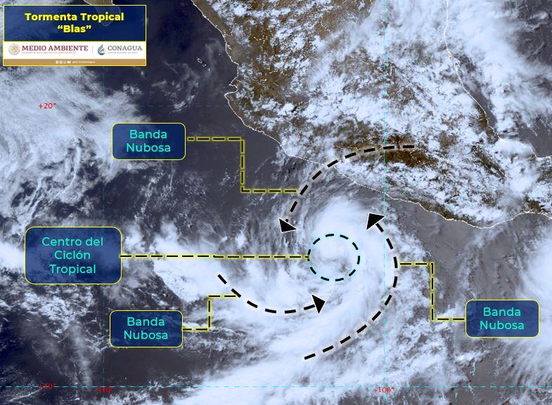 Depresión Tropical Dos-E se intensifica y se convierte la tormenta tropical 'Blas'