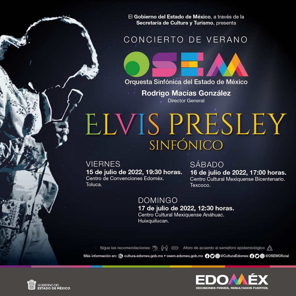 Anuncia Orquesta Sinfónica del Estado de México conciertos de verano con “Elvis Presley Sinfónico”