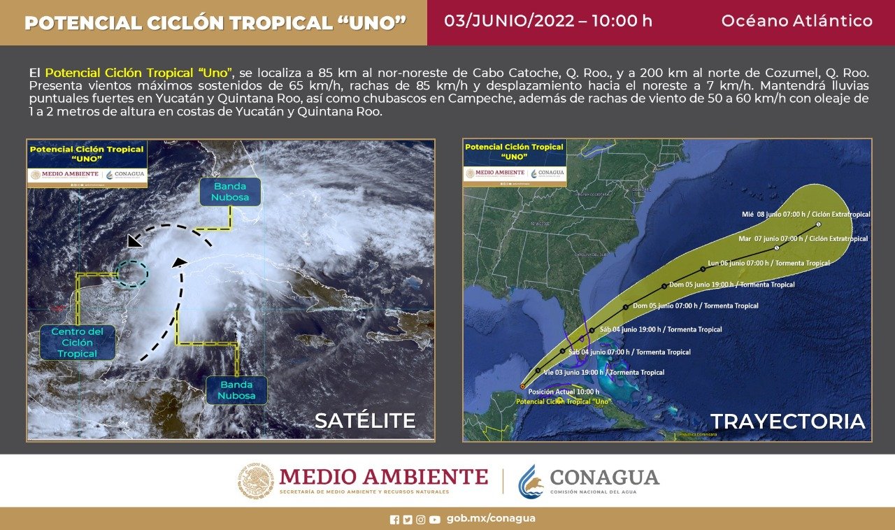 Se forma depresión tropical al noreste de la Península de Yucatán