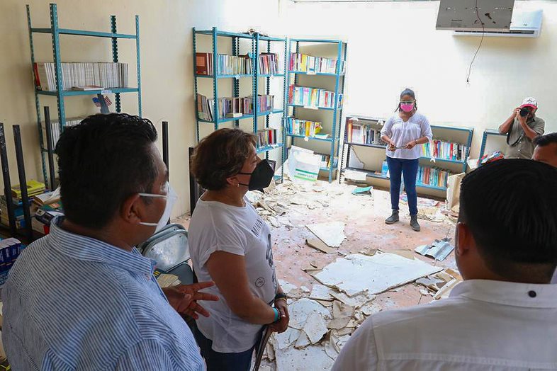 Se atenderán planteles escolares afectados por Agatha con base en semáforo de daños: Delfina Gómez Álvarez