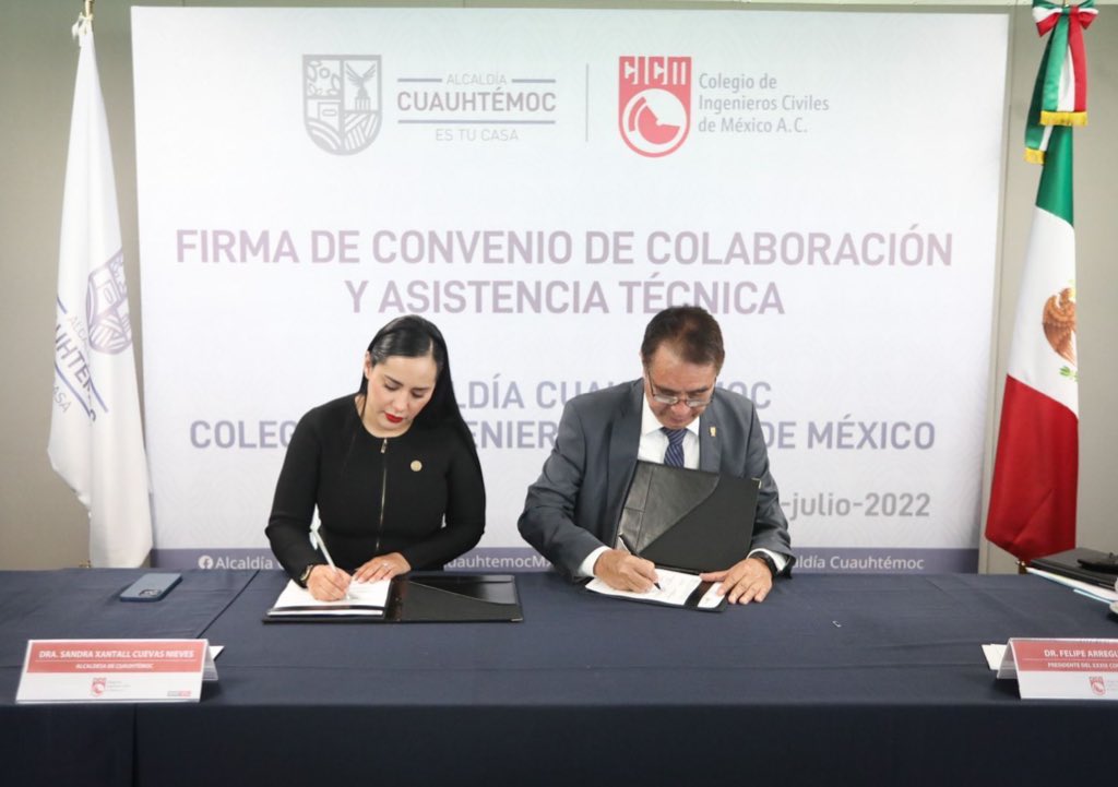 Firma Alcaldía Cuauhtémoc convenio con el Colegio de Ingenieros Civiles de México