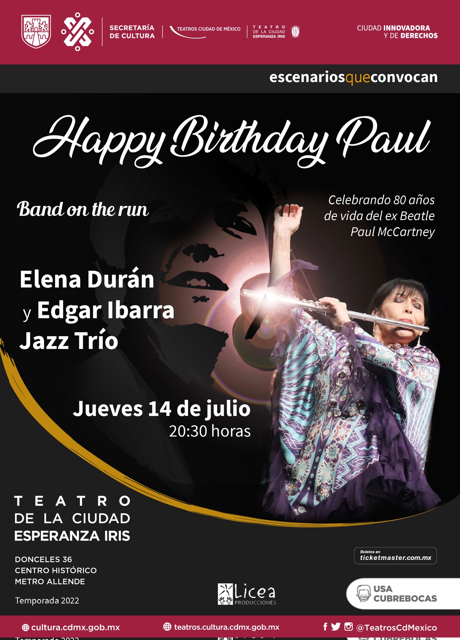 Elena Durán rendirá homenaje a Paul McCartney en el Teatro Esperanza Iris