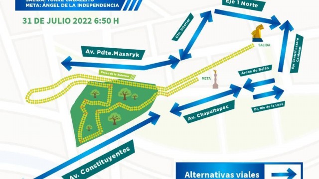 Alternativas viales por el Medio Maratón de la CDMX BBVA 2022