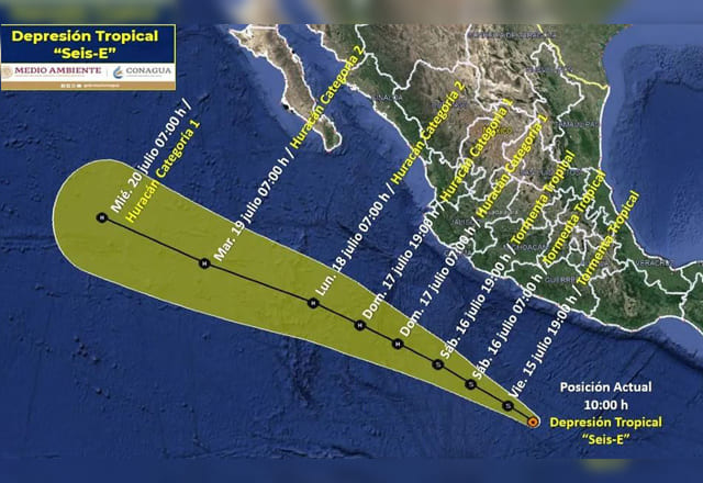 Se forma la depresión tropical Seis-E en el Pacífico