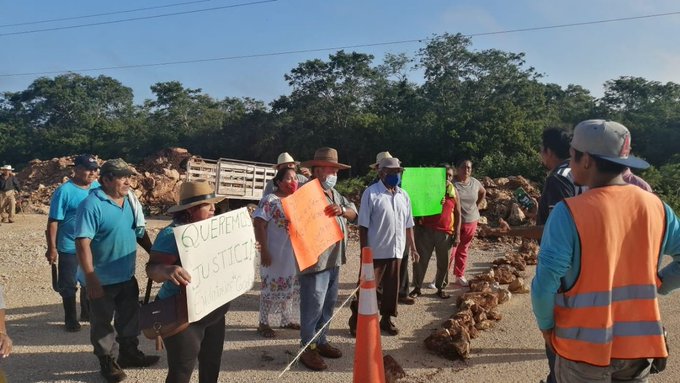 Ejidatarios de Cacalchén, Yucatán, bloquean trabajos del Tren Maya