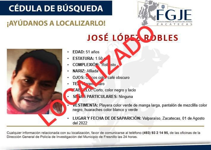 José López, papá de Yuawi, es encontrado con vida