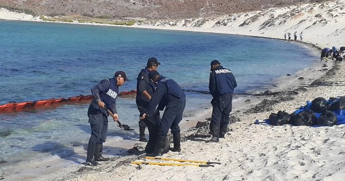 Playa Balandra, en BCS, se tiñe de negro y ya tiene contingencia ambiental