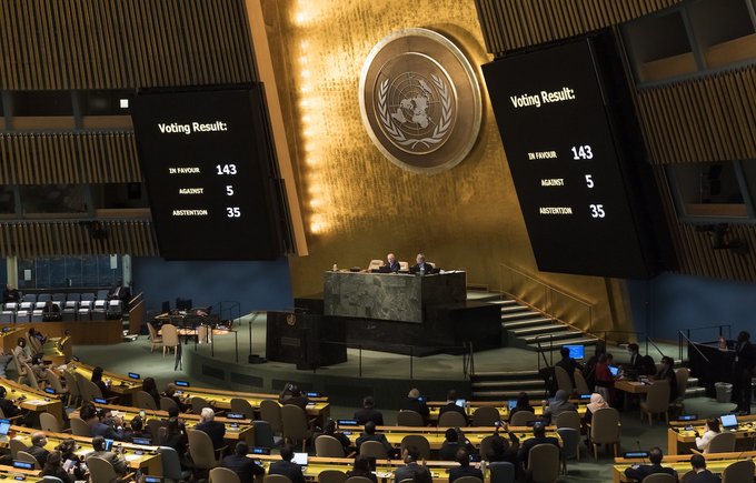 ONU condena “anexión ilegal” de Rusia de territorios en Ucrania