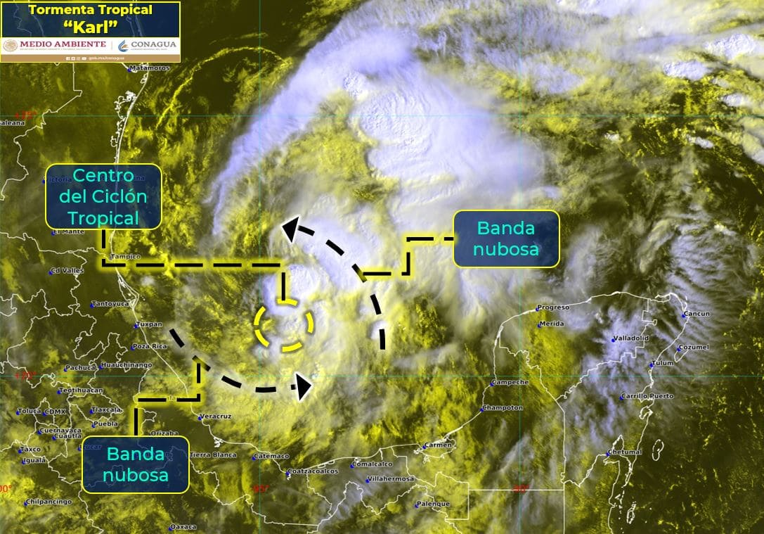 Tormenta tropical “Karl” provocará lluvias fuertes en varias zonas del país