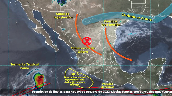 ‘Orlene’ se degrada pero aún generará lluvias fuertes en 7 estados