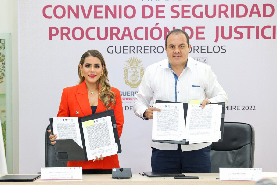Evelyn Salgado y Cuauhtémoc Blanco firman convenio en materia de procuración de justicia