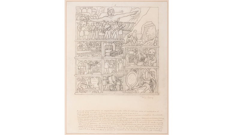 Bocetos De Diego Rivera con integración artística y arquitectónica