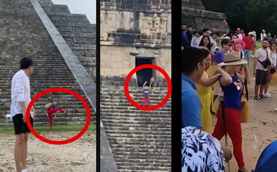 ‘Lady Chichén Itzá‘ sube y baila en la pirámide de Kukulkán