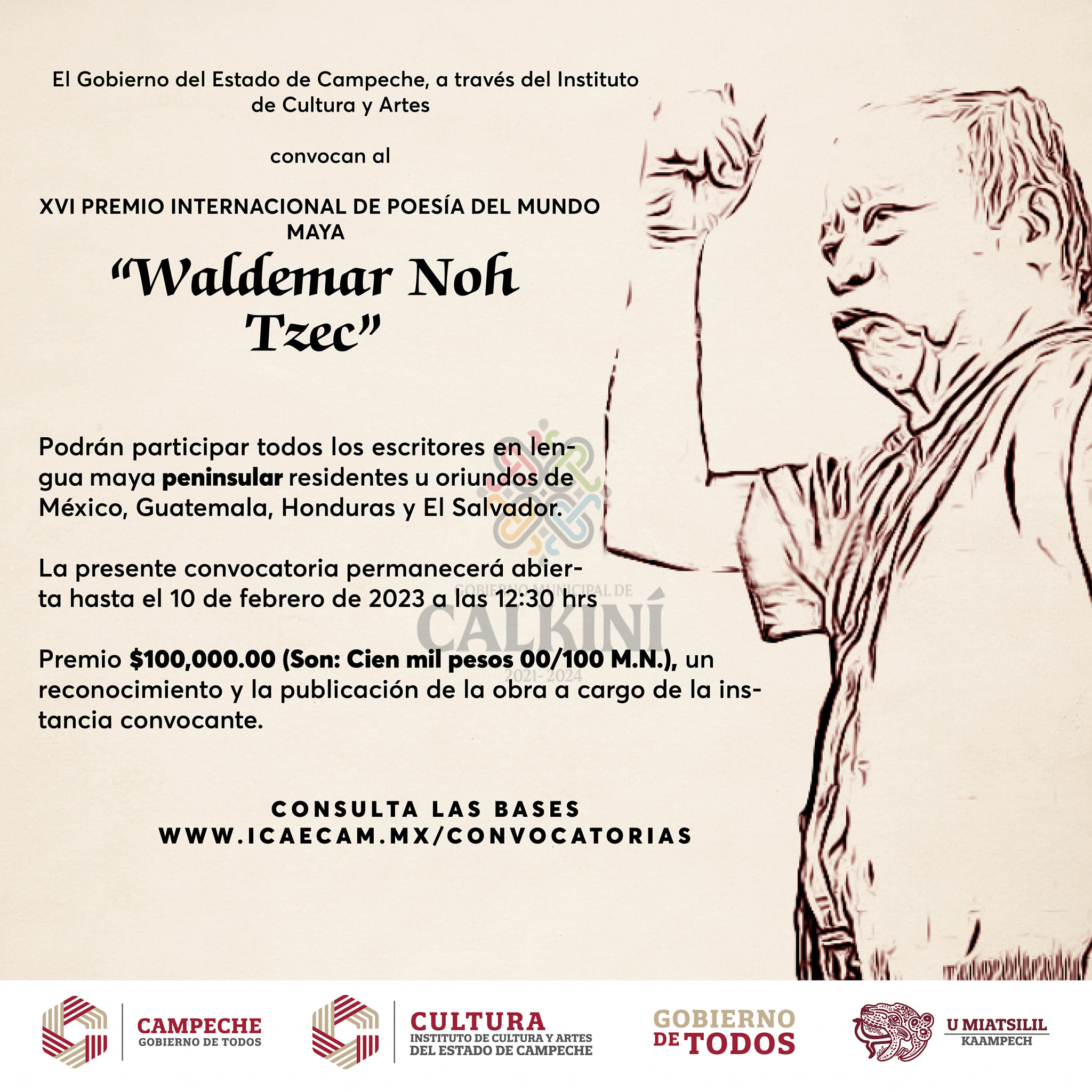 Campeche invita a participar en el XVI Premio Internacional de Poesía del Mundo Maya “Waldemar Noh Tzec”