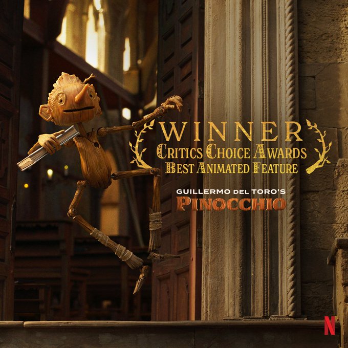 “Pinocho”, de Del Toro, gana Mejor Película Animada en los Critics Choice Awards 2023