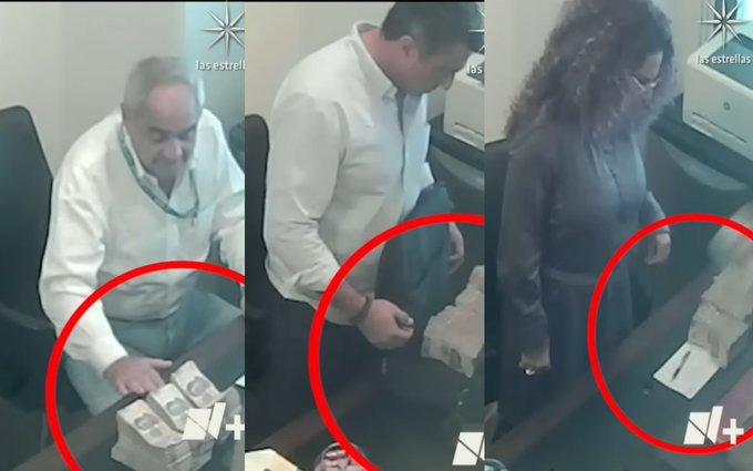 Exhiben a funcionarios de Layda Sansores recibiendo fajos de billetes