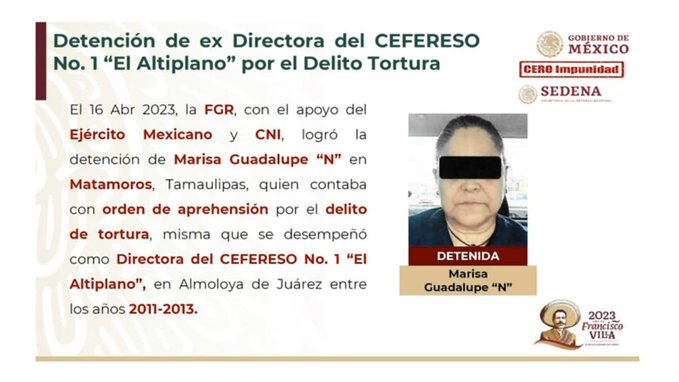 Detienen a ex directora del penal del Altiplano