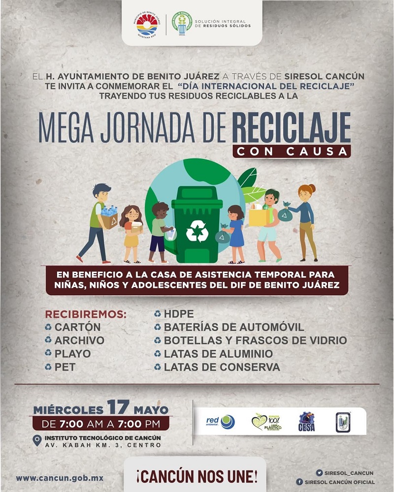 Invita gobierno de Benito Juárez a mega jornada de reciclaje