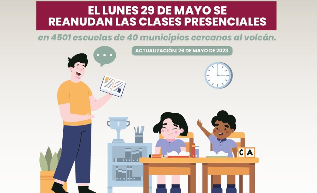 Puebla anuncia regreso de clases presenciales tras baja actividad del Popocatépetl