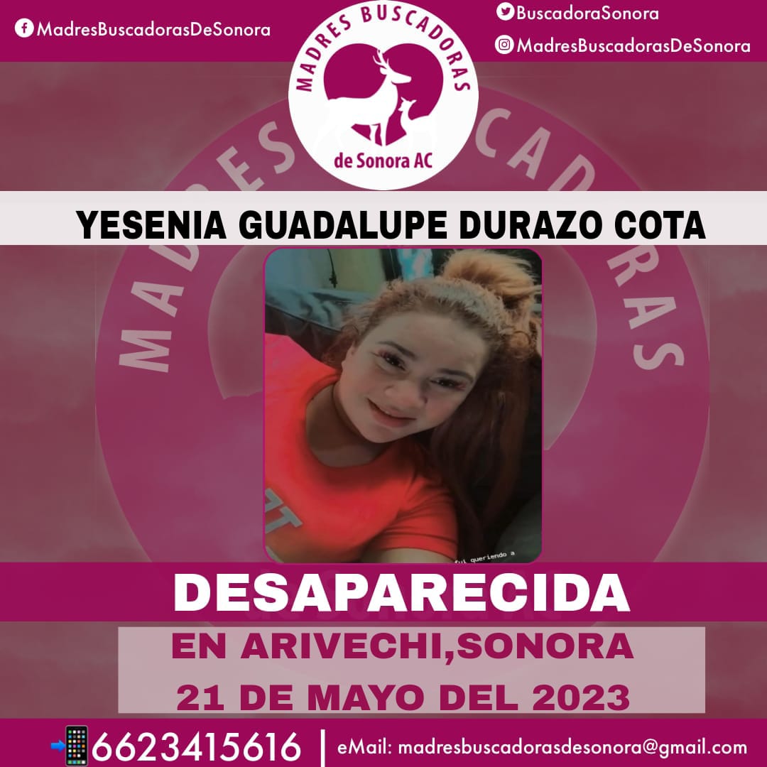 Reportan desaparición de Yesenia Guadalupe, madre buscadora de Sonora