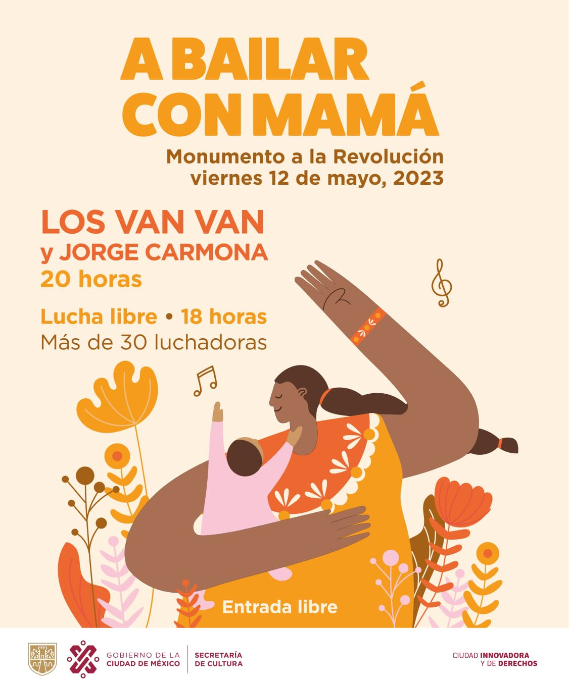 Invita CDMX a disfrutar el Día de las Madres con baile de salsa y lucha libre en Monumento a la Revolución