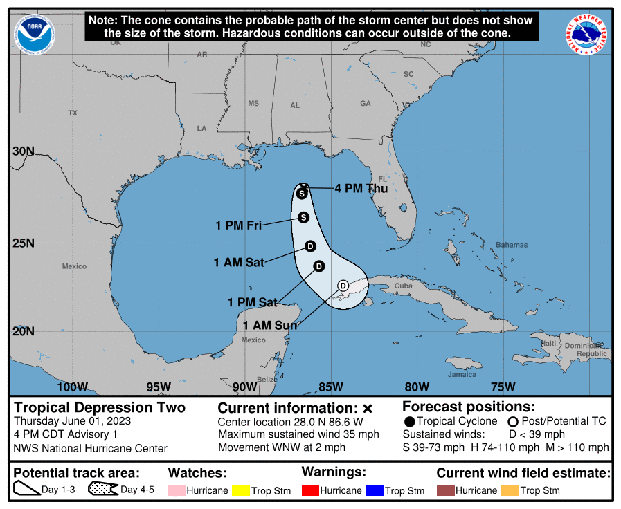 Se forma depresión tropical 2 en el Golfo de México
