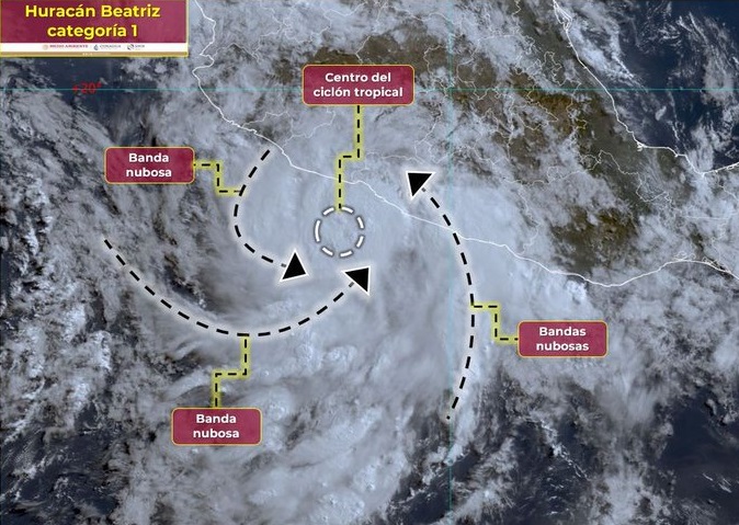 ‘Beatriz’ se intensifica a huracán de categoría 1