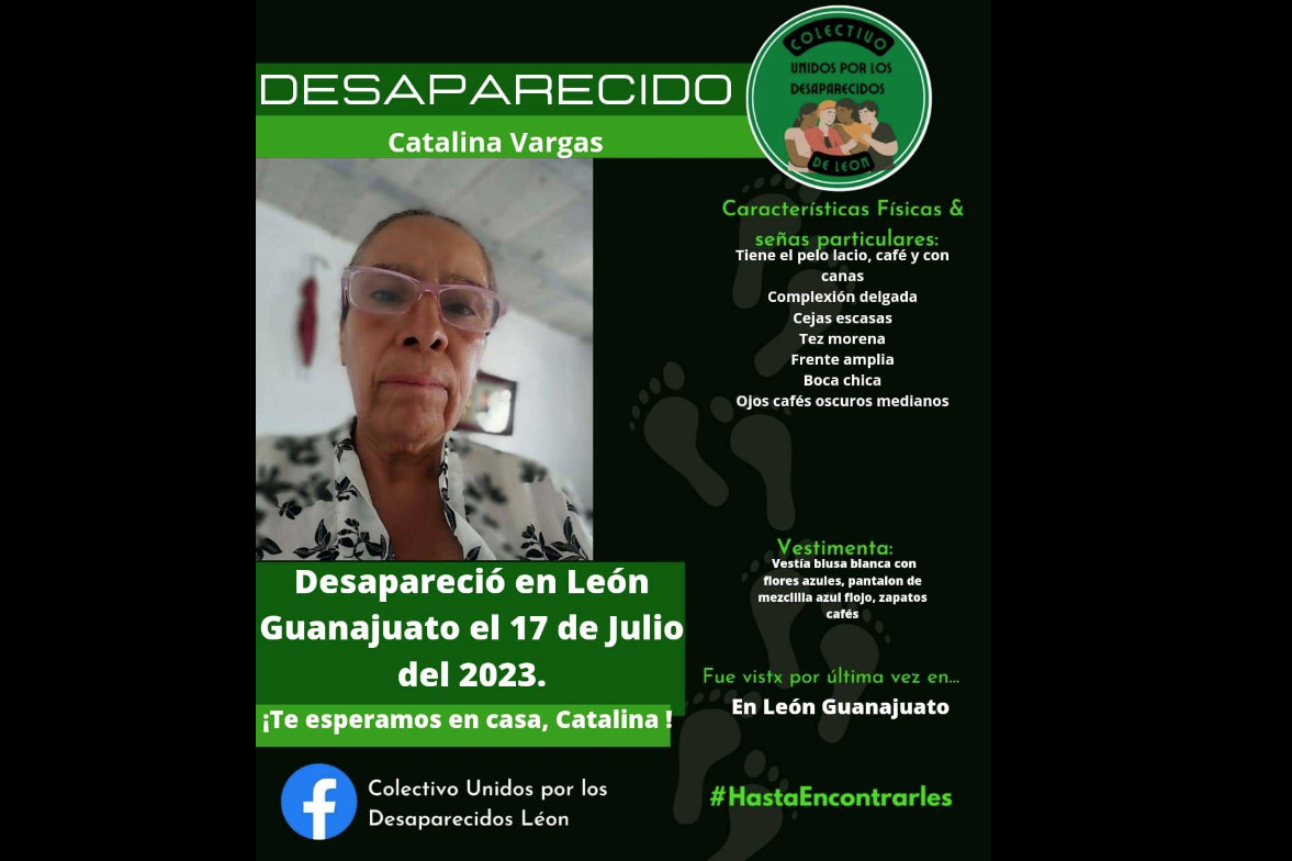 Catalina Vargas, madre buscadora, es reportada como desaparecida en León, Guanajuato