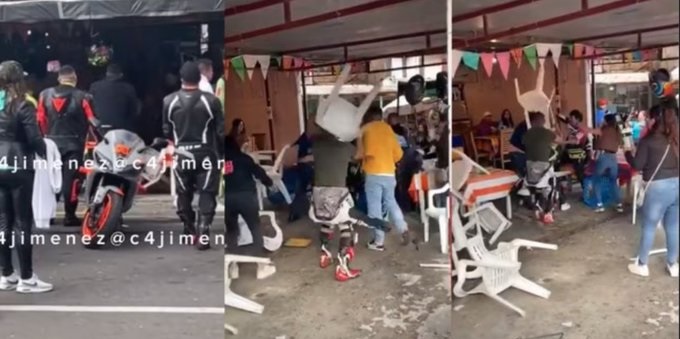 Motociclistas arman pelea campal en restaurante de Tres Marías