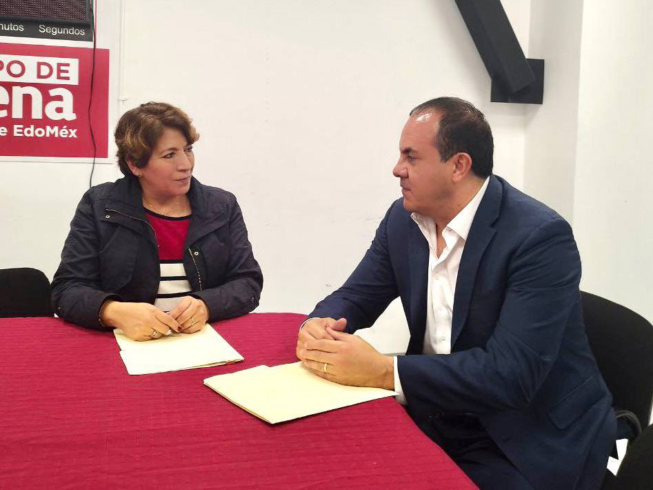 Delfina Gómez se reúne con el gobernador de Morelos, Cuauhtémoc Blanco