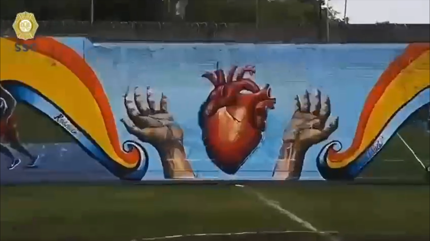 Develan mural realizado por personas privadas de la libertad en campo de fútbol del Reclusorio Norte