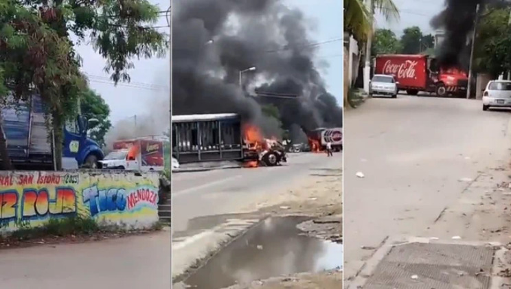 Hombres armados queman vehículos en la carretera Acapulco–Zihuatanejo