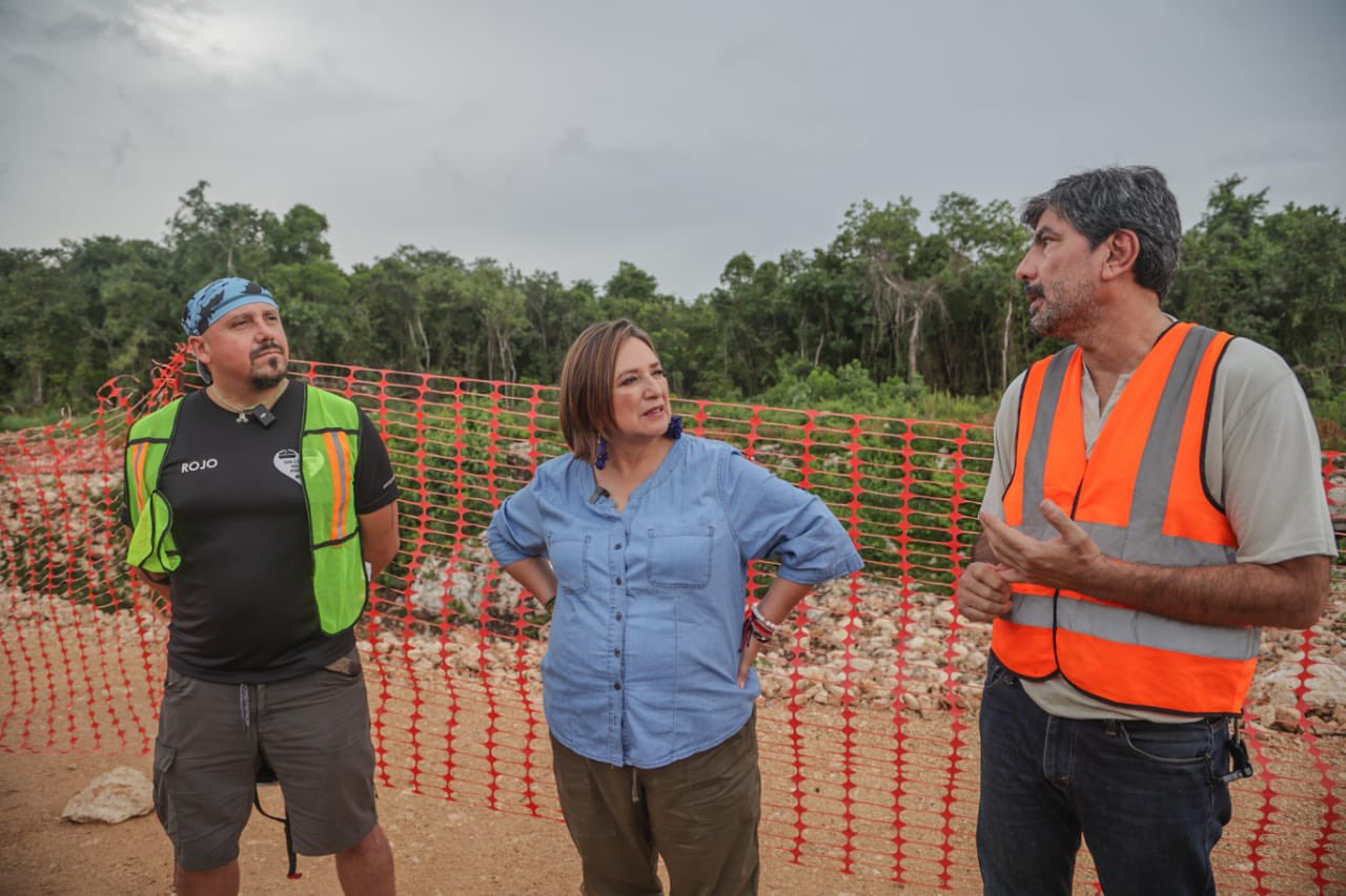 Xóchitl Gálvez visita obras del Tren Maya en Quintana Roo