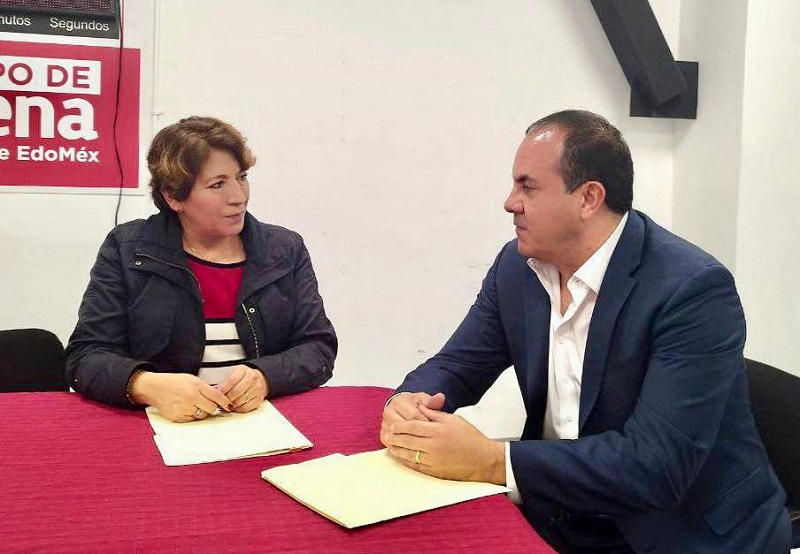 Delfina Gómez, Gobernadora Electa del Estado de México, se reúne con el Gobernador de Morelos, Cuauhtémoc Blanco