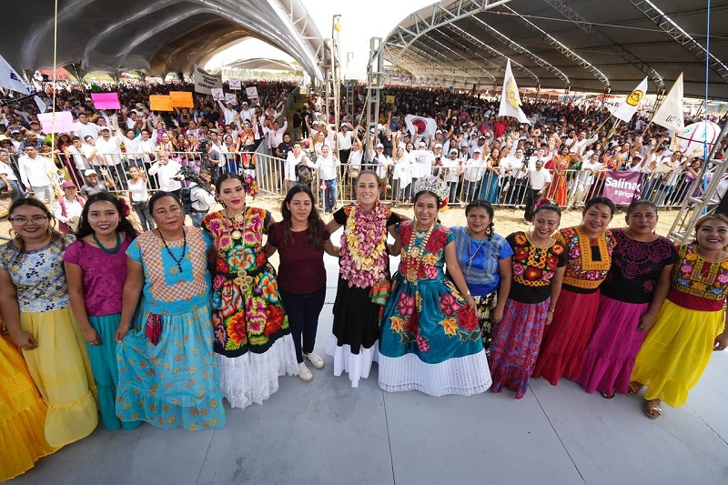 ‘’El Tren Transístmico no solamente va a generar empleo, sino bienestar: Claudia Sheinbaum desde el Istmo de Tehuantepec en Oaxaca