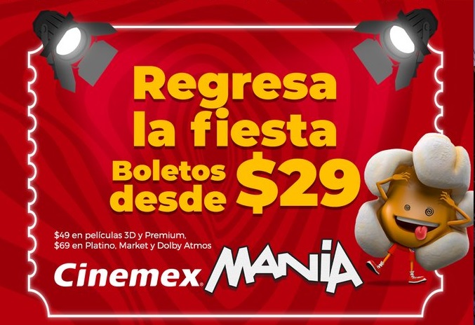 Cinemex tendrá boletos a sólo 29 pesos