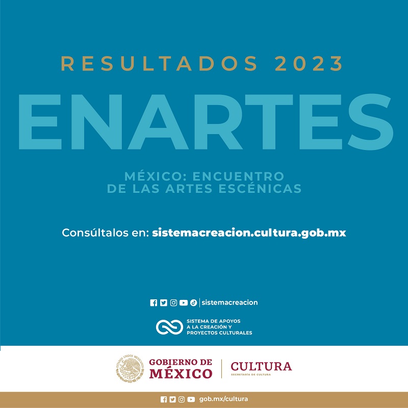 La Secretaría de Cultura del Gobierno de México, a través del Sistema Creación, da a conocer los resultados de la convocatoria Enartes 2023