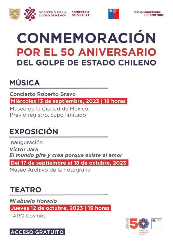 Conmemoran 50 aniversario del Golpe de Estado en Chile con exposición, teatro y concierto