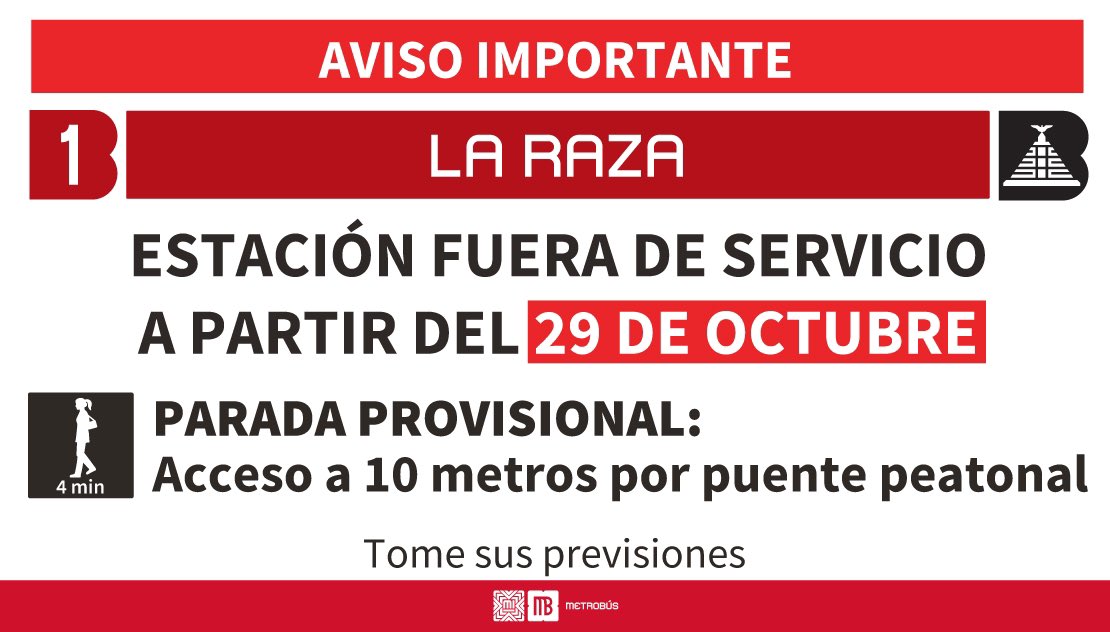 Metrobús realiza obras en estación La Raza para facilitar conexión con Mexibús