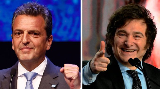 Javier Milei y Sergio Massa van a segunda vuelta electoral en Argentina