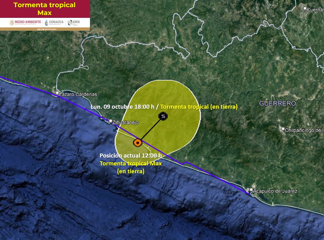 Tormenta tropical ‘Max‘ toca tierra en Guerrero