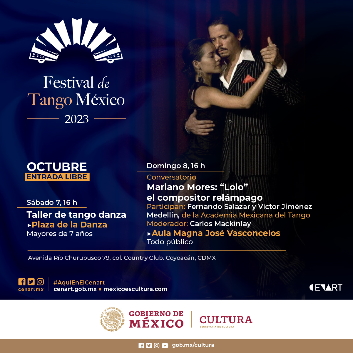 El Centro Nacional de las Artes será una de las tres sedes del Festival de Tango México 2023