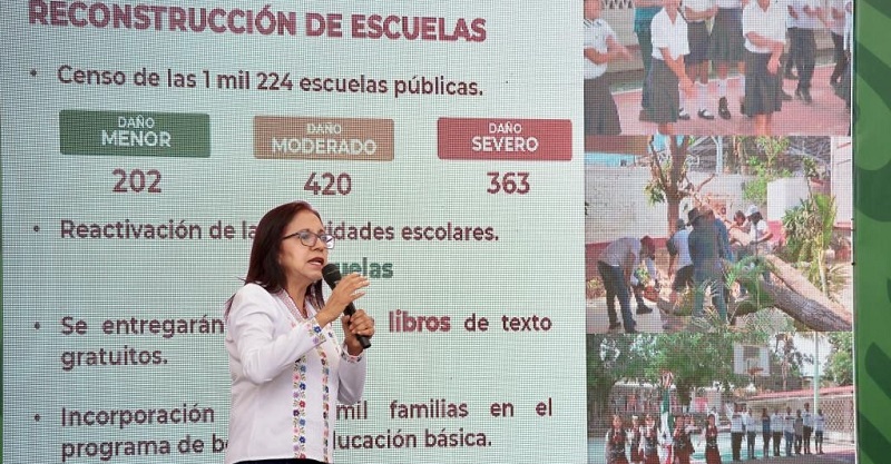 Reanudan actividades escolares 127 planteles tras el paso de Otis en Acapulco y Coyuca de Benítez