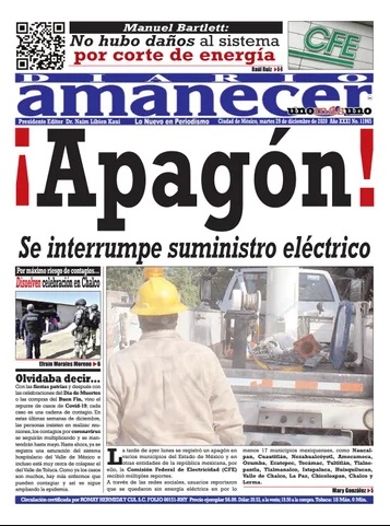 Diario Amanecer de México se robaba la energ{ia el{ectrica: CFE